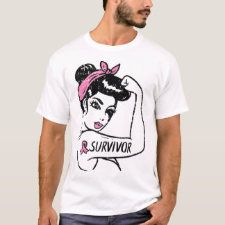 Brustkrebsüberlebende Rosie Riveter Pink Awareness T-Shirt