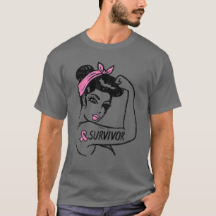 Brustkrebsüberlebung Rosie Riveter Pink Awarenes T-Shirt