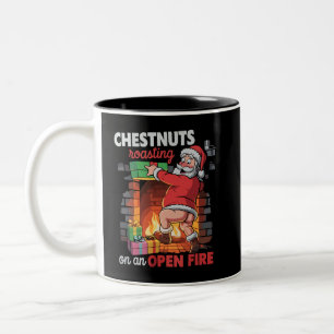 Brustnuts Roasting Funny Naughty Santa Dirty Xmas Zweifarbige Tasse
