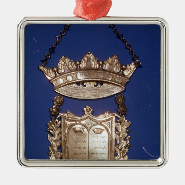 Brustplatte oder Schild für Torah Rolle Silbernes Ornament (Vorne)