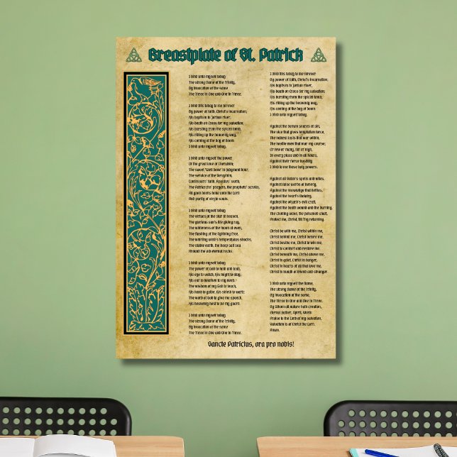 Brustschild des St. Patrick Gebet Poster (Breastplate of St. Patrick prayer poster for use in home and classroom.)