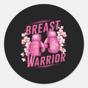 Brustwarrior Boxing Glove Breast Cancene Awarenes Runder Aufkleber