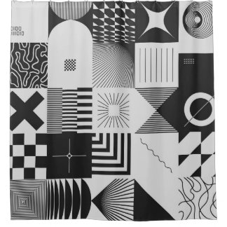 Brutalismus Kunst: Vintage geometrische Muster Duschvorhang