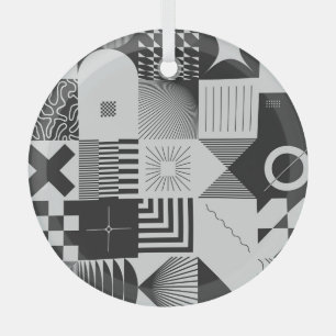 Brutalismus Kunst: Vintage geometrische Muster Ornament Aus Glas
