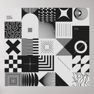 Brutalismus Kunst: Vintage geometrische Muster Poster