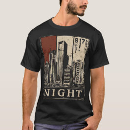 Brutalist Night Skyline Urban Noir Design T-Shirt