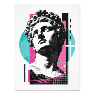 Brutalist Retro Jesus griechische Statue Kolosser Fotodruck