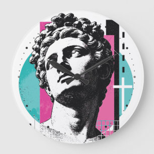 Brutalist Retro Jesus Griechische Statue Kolosser Große Wanduhr