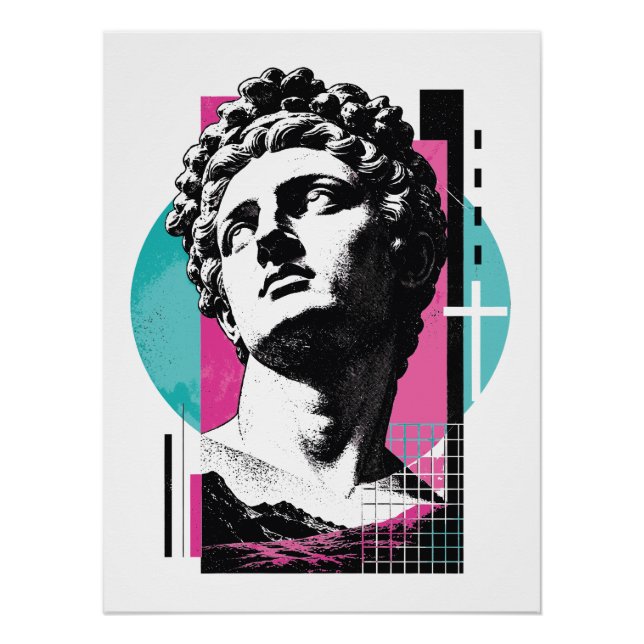 Brutalist Retro Jesus Griechische Statue Kolosser  Poster (Vorderseite)