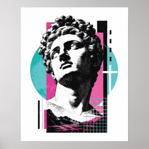Brutalist Retro Jesus griechische Statue Kolosser Poster