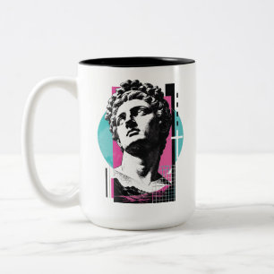 Brutalist Retro Jesus Griechische Statue Kolosser  Zweifarbige Tasse