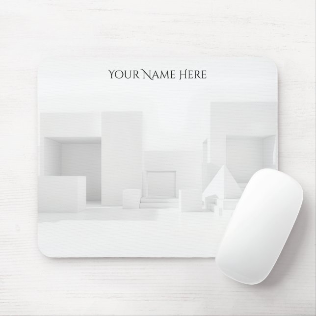 Brutalist White Geometric Office Mousepad (Mit Mouse)