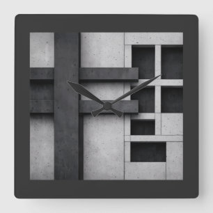 Brutalistische Architektur Design Fine Art Kubismu Quadratische Wanduhr