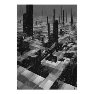 Brutalistische Cybercity-Monochrom-Architektur Fotodruck