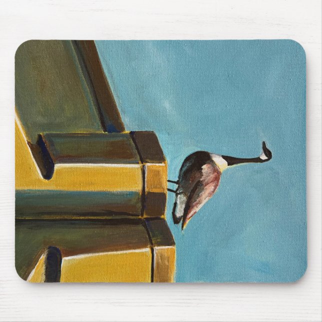 Brutalistischer Gänse-Gepäckanhänger Mousepad (Vorne)