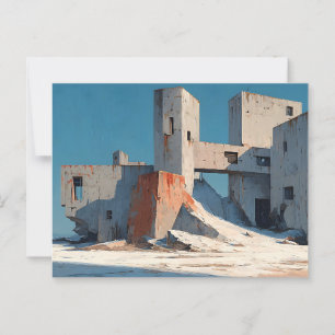 Brutalistisches Gebäude zerknurren, trostlose Land Postkarte