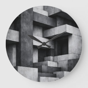 Brutalistisches Penthouse-Design monochromes Inter Große Wanduhr