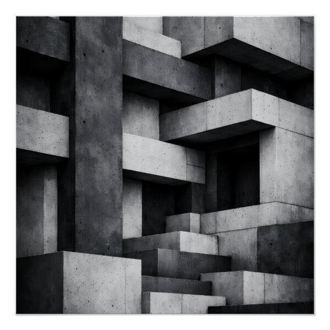 Brutalistisches Penthouse-Design monochromes Inter Poster (Vorderseite)