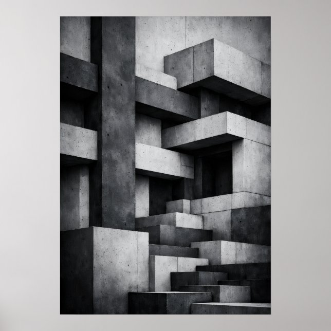 Brutalistisches Penthouse-Design monochromes Inter Poster (Vorne)