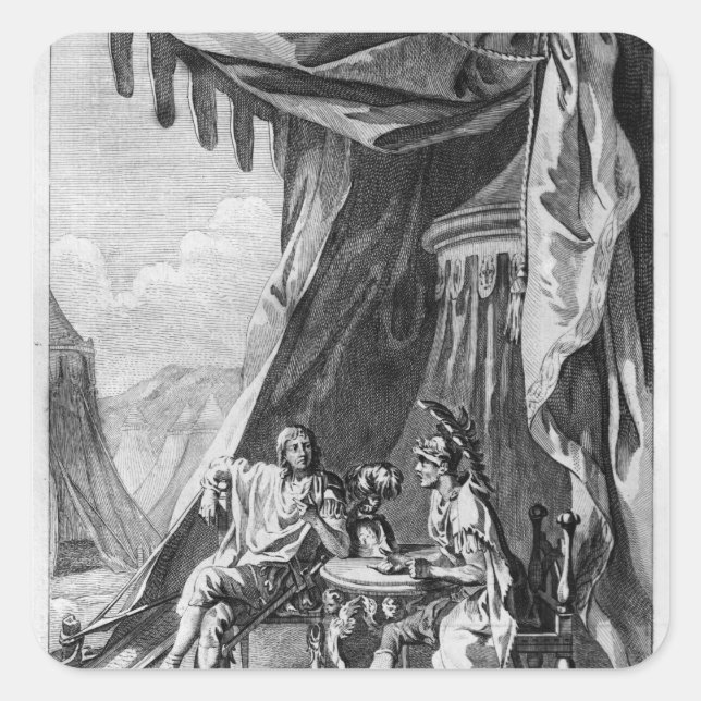 Brutus und Cassius in Brutus' Zelt Quadratischer Aufkleber (Vorderseite)