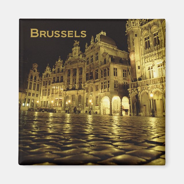 Bruxelles Belgique Souvenir de nuit Aimants frigo (Devant)