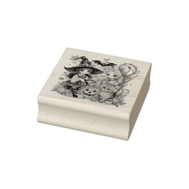 Bruxinhas Kawaii com Gatinho e Abóboras  Gummistempel