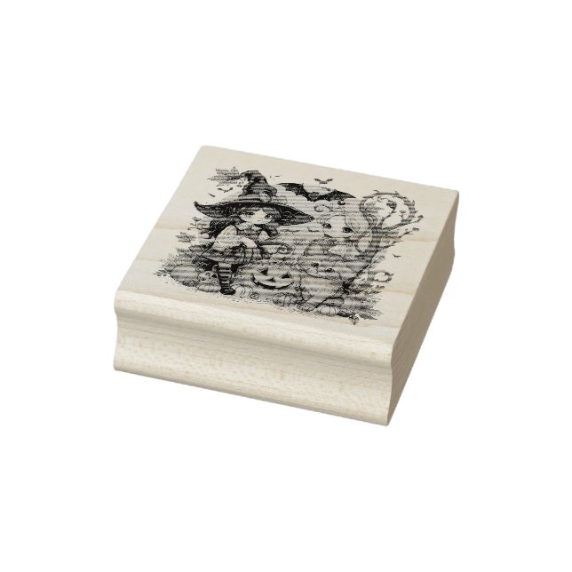 Bruxinhas Kawaii com Gatinho e Abóboras  Gummistempel (Stempel)