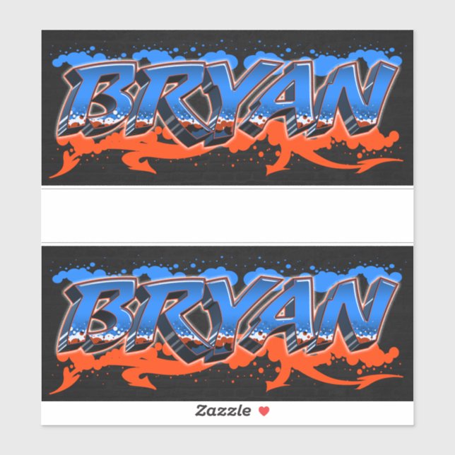 Bryan Prénom Nom Graffiti Autocollant Autocollant (Feuille)
