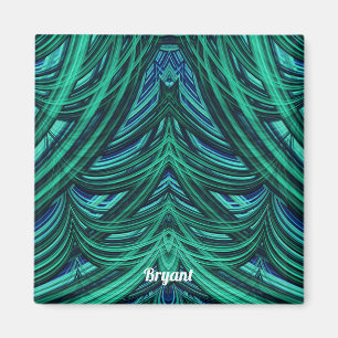 BRYANT ~ 3D Fraktal Design Blue Green Magnet