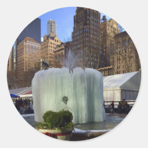 Bryant Park NYC Frozen Weihnachtsbrunnen Foto Runder Aufkleber