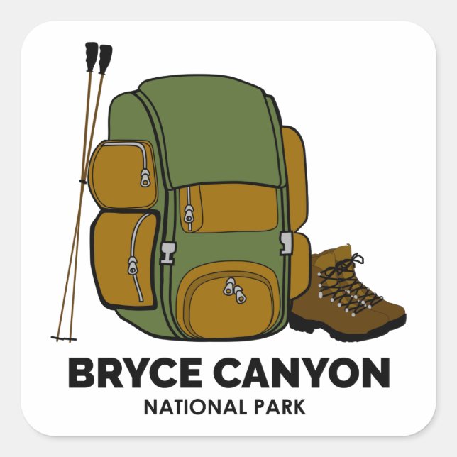 Bryce Canyon Nationalpark Backpack Quadratischer Aufkleber (Vorderseite)
