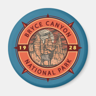 Bryce Canyon Nationalpark Elk Retro Compass Magnet