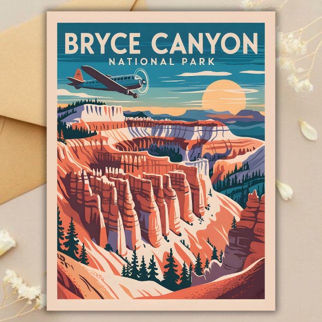 Bryce Canyon Nationalpark Sunset Vintage Postkarte (Bryce Canyon National Park Sunset Vintage Travel Postcard)