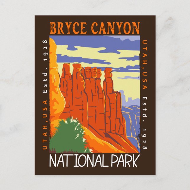 Bryce Canyon Nationalpark Utah Distressed Postkarte (Vorderseite)