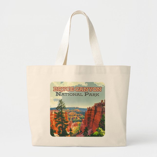 Bryce Canyon Nationalpark Utah Hoodoo Retro Jumbo Stoffbeutel (Vorne)