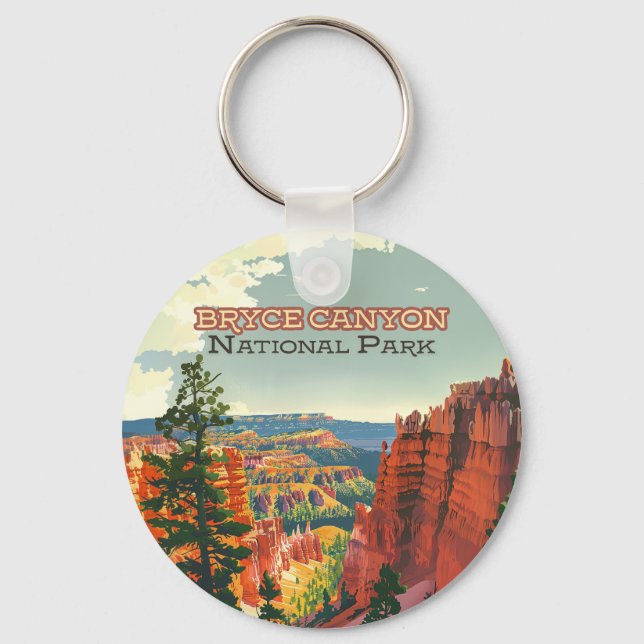 Bryce Canyon Nationalpark Utah Hoodoo Retro Schlüsselanhänger (Vorderseite)