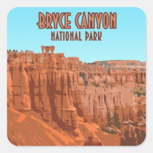 Bryce Canyon Nationalpark Utah Vintag Quadratischer Aufkleber