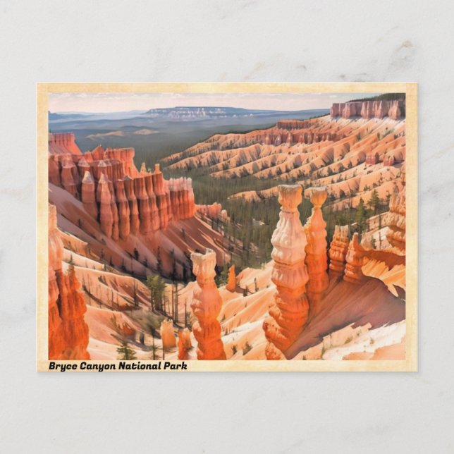 Bryce Canyon Nationalpark Vintag Postkarte (Vorderseite)