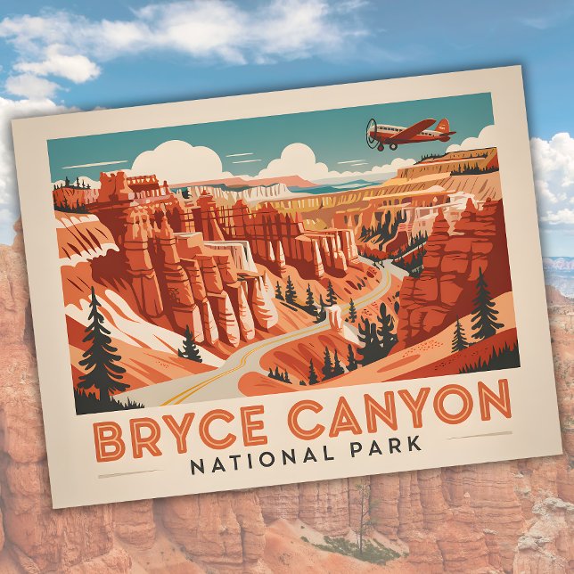 Bryce Canyon Nationalpark Vintag Utah Reisen Postkarte (Bryce Canyon National Park Vintage Utah Travel Postcard)