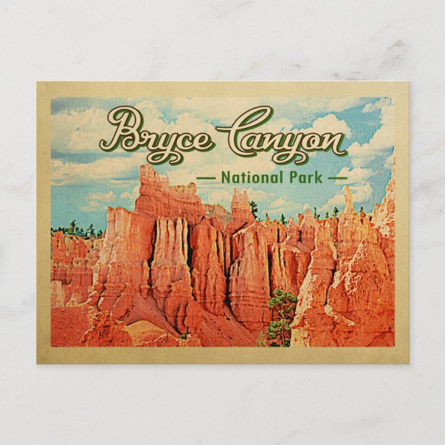 Bryce Canyon Nationalpark Vintage Postkarte (Vorderseite)