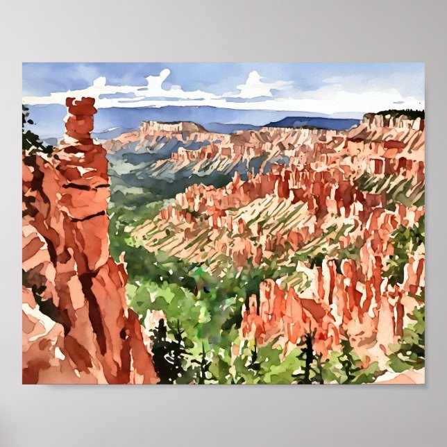 Bryce Canyon Nationalpark Watercolor Poster (Vorne)