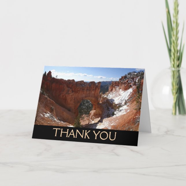 Bryce Canyon Natural Bridge Snowy Landscape Foto Dankeskarte (Vorderseite)