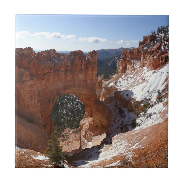 Bryce Canyon Natural Bridge Snowy Landscape Foto Fliese (Vorderseite)