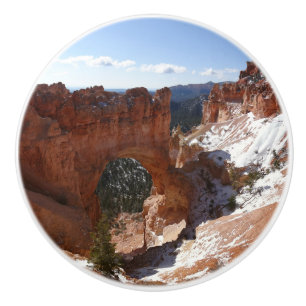 Bryce Canyon Natural Bridge Snowy Landscape Foto Keramikknauf