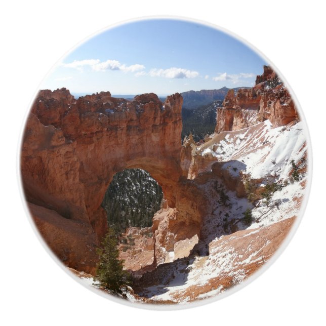 Bryce Canyon Natural Bridge Snowy Landscape Foto Keramikknauf (Vorderseite)
