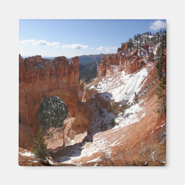 Bryce Canyon Natural Bridge Snowy Landscape Foto Magnet (Vorne)