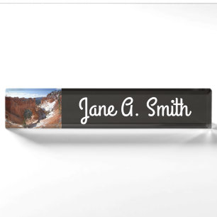 Bryce Canyon Natural Bridge Snowy Landscape Foto Namensplakette