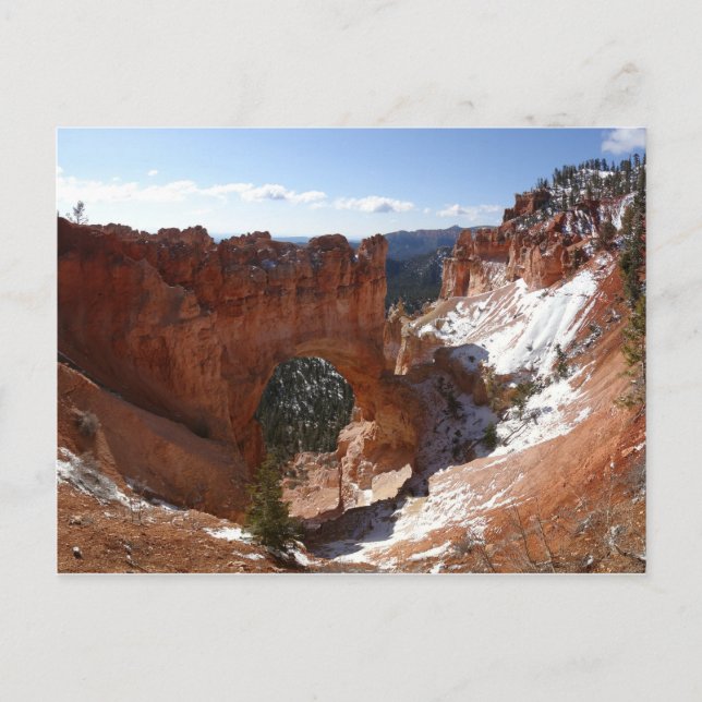 Bryce Canyon Natural Bridge Snowy Landscape Foto Postkarte (Vorderseite)