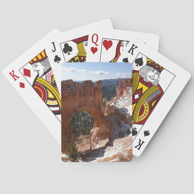 Bryce Canyon Natural Bridge Snowy Landscape Foto Spielkarten (Rückseite)