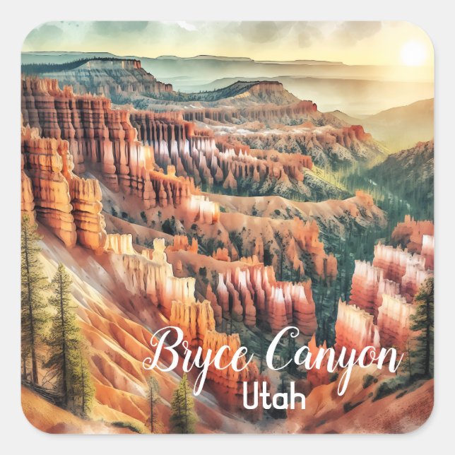 Bryce Canyon, Utah Nationalpark Quadratischer Aufkleber (Vorderseite)